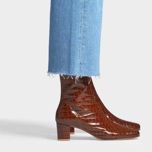 By Far Croc-Effect Sofia Leather Boots, Sz. EU 41 - EUC